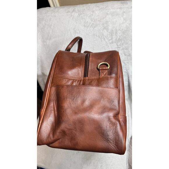 NFL Dallas Cowboys Brown Genuine Leather Weekender Duffel Bag New With Tags - Picture 5 of 16